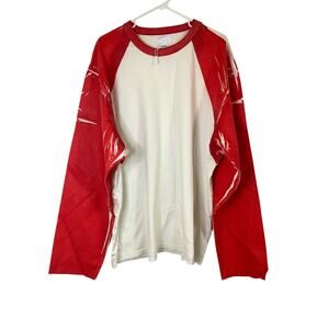 BTFL Men's XXL Red White Raglan Long Sleeve T Shirt Baseball Streetwear T7-15